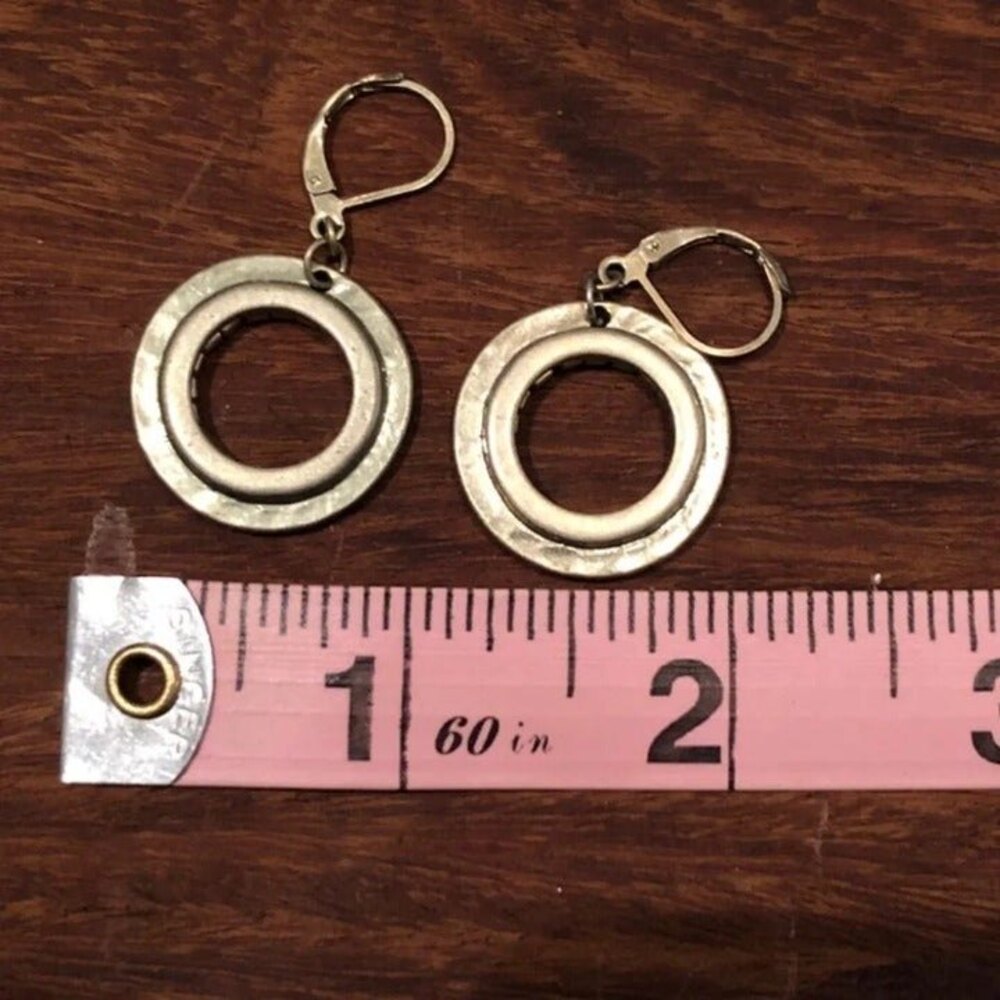 Round Rhinestone Dangle Earrings Gold Tone - Picture 4 of 5